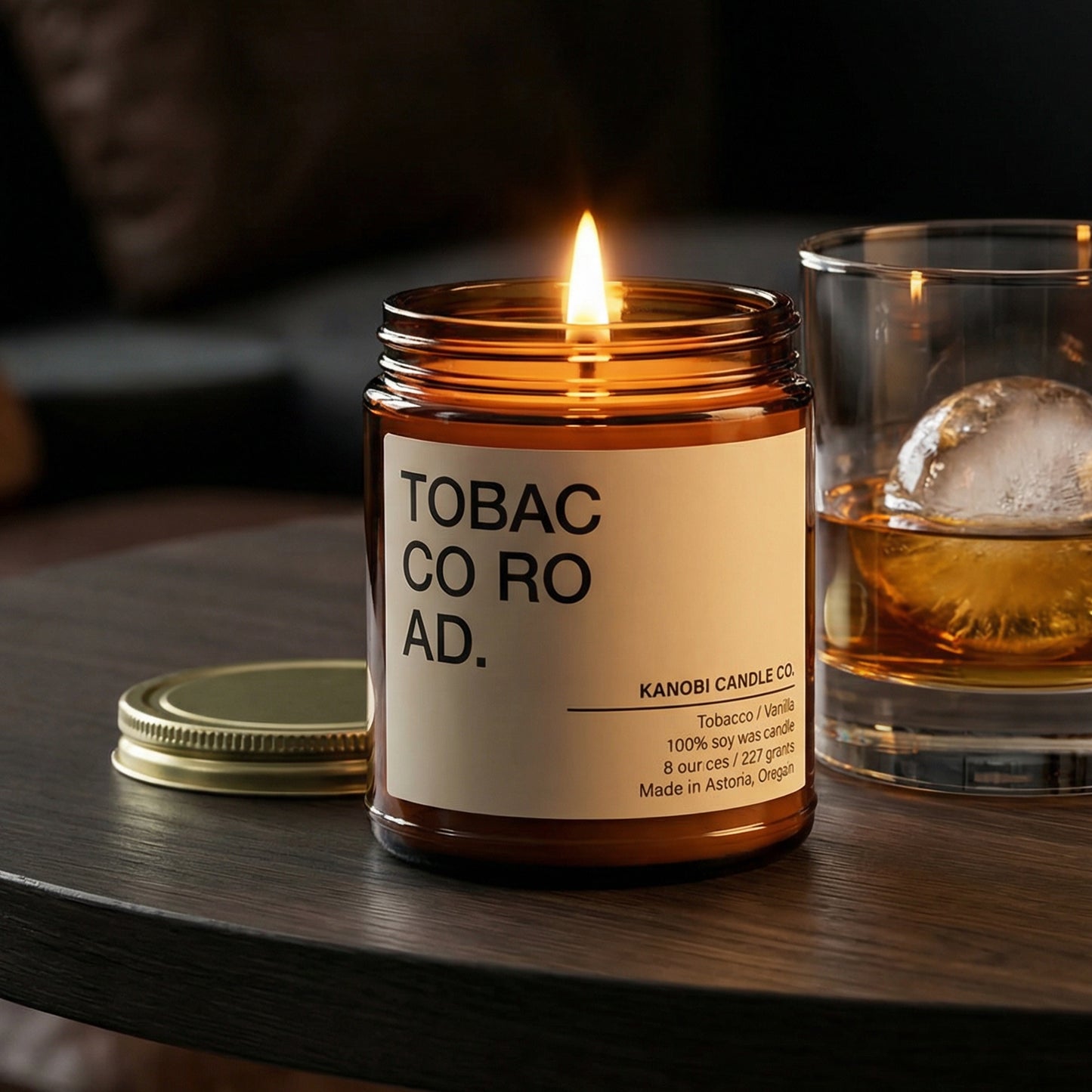 TOBACCO ROAD rustic soy candle small batch crafted in Astoria Oregon