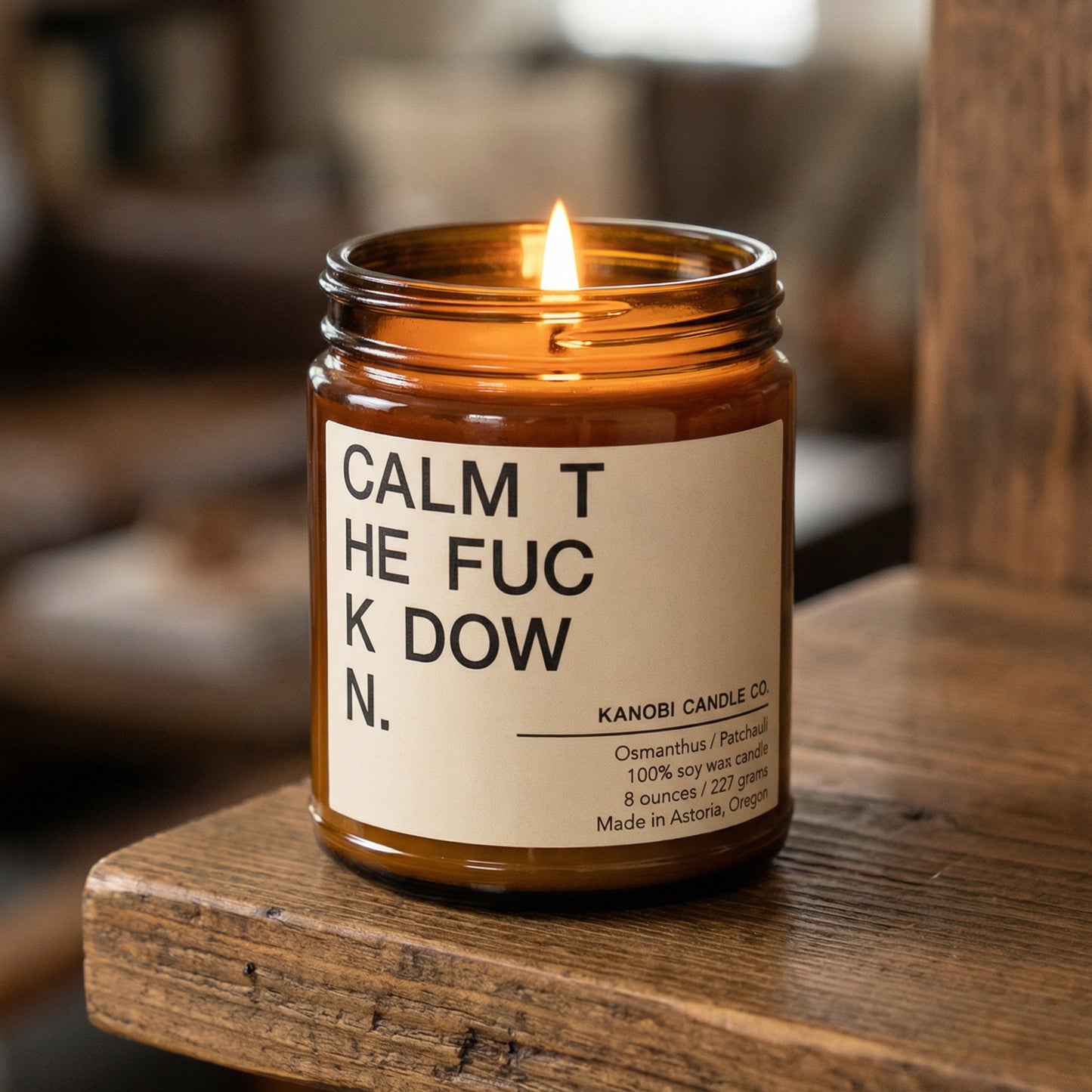 CALM THE FUCK DOWN hand-poured soy candle burning calming fragrance