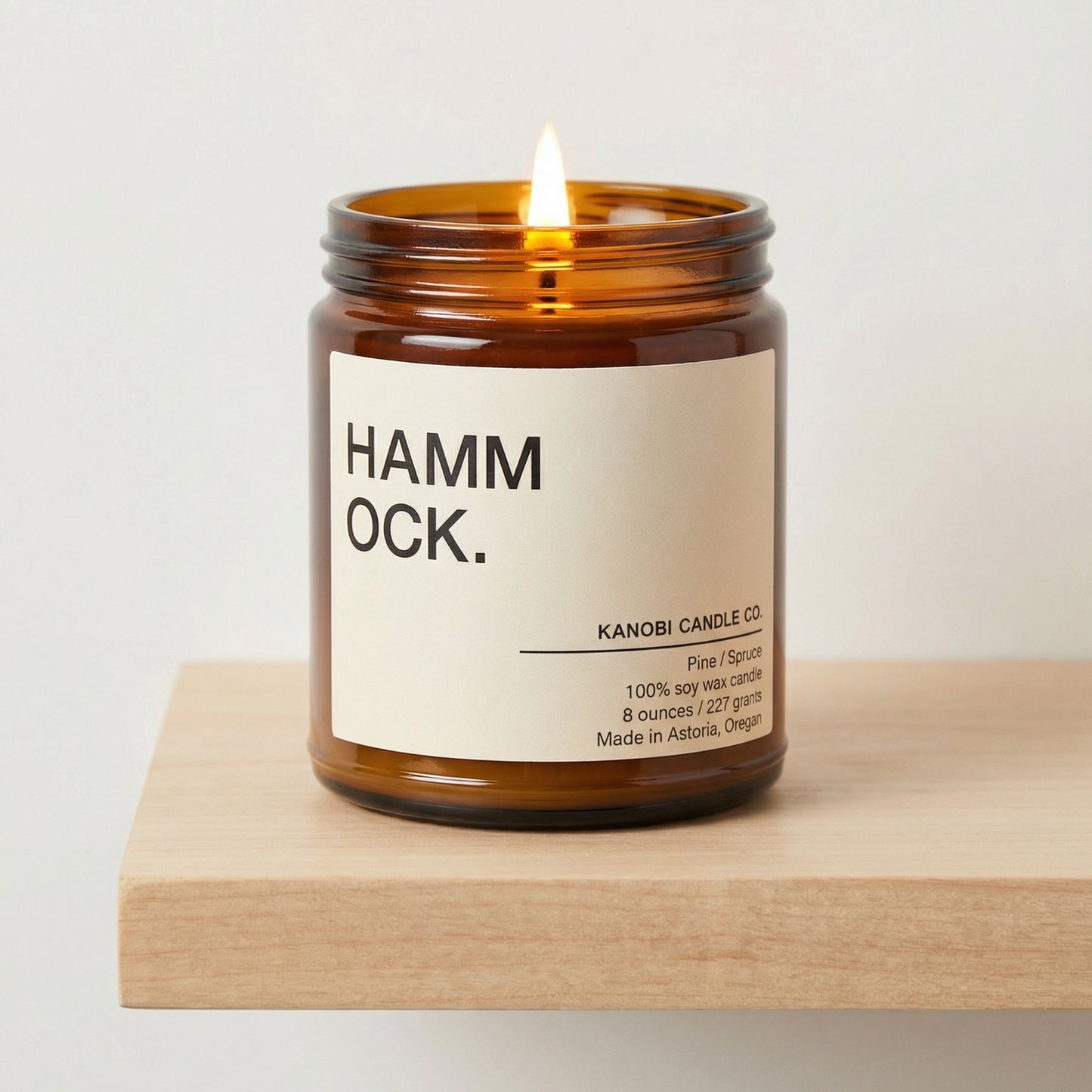 HAMMOCK fresh forest soy candle minimalist amber glass