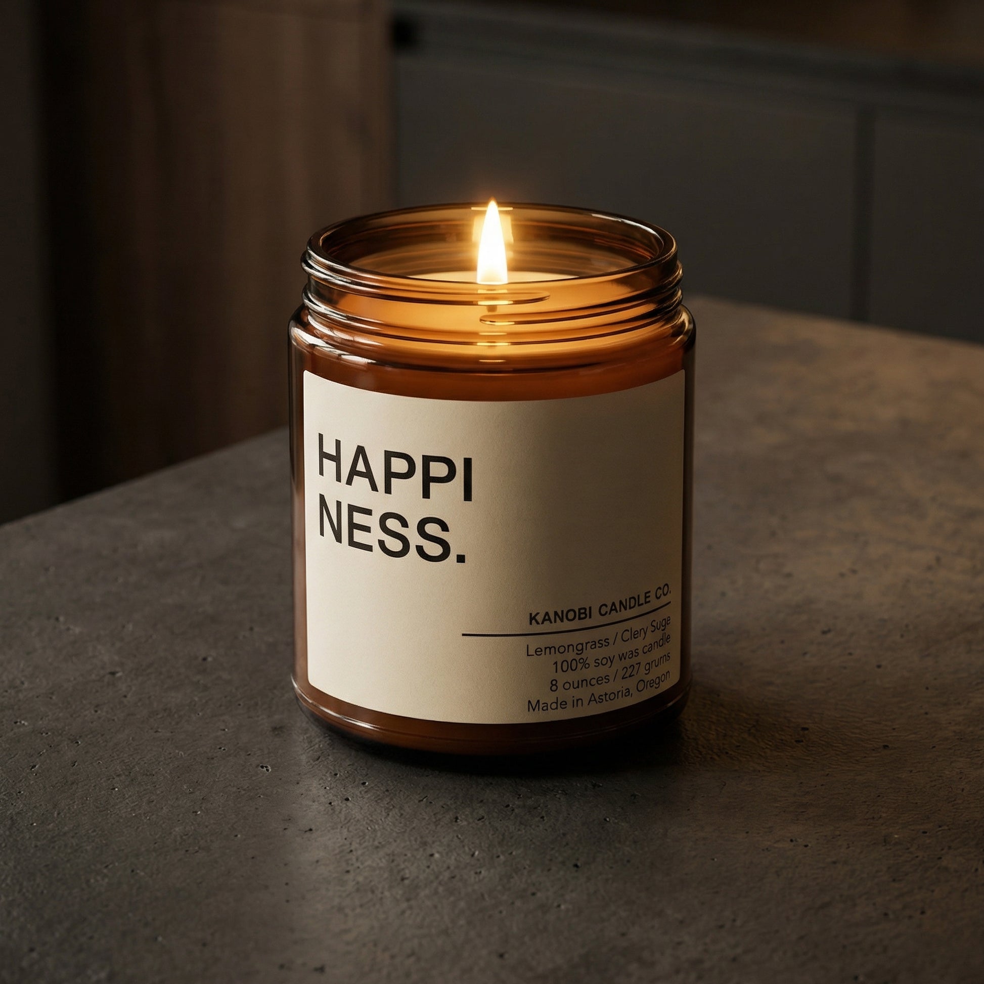 HAPPINESS citrus soy candle small batch crafted in Astoria Oregon