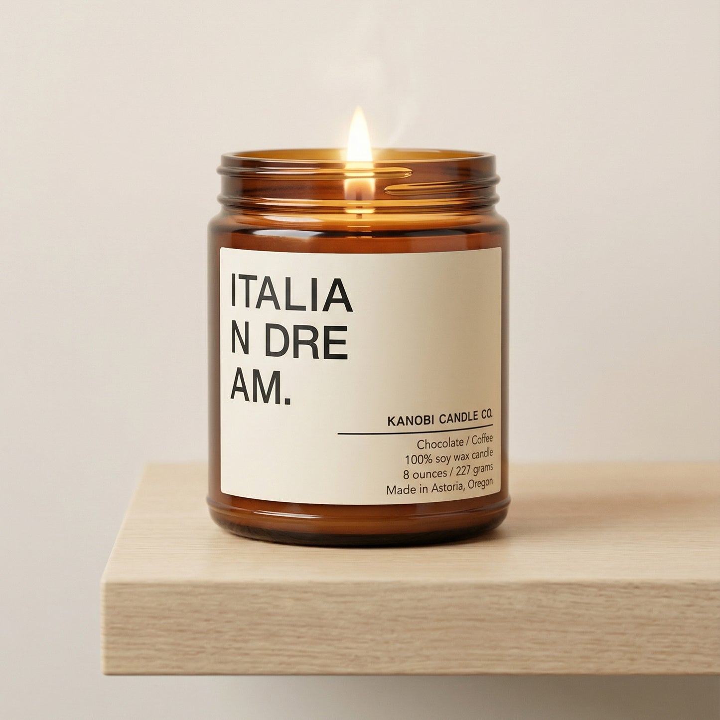 ITALIAN DREAM decadent dessert soy candle minimalist amber glass