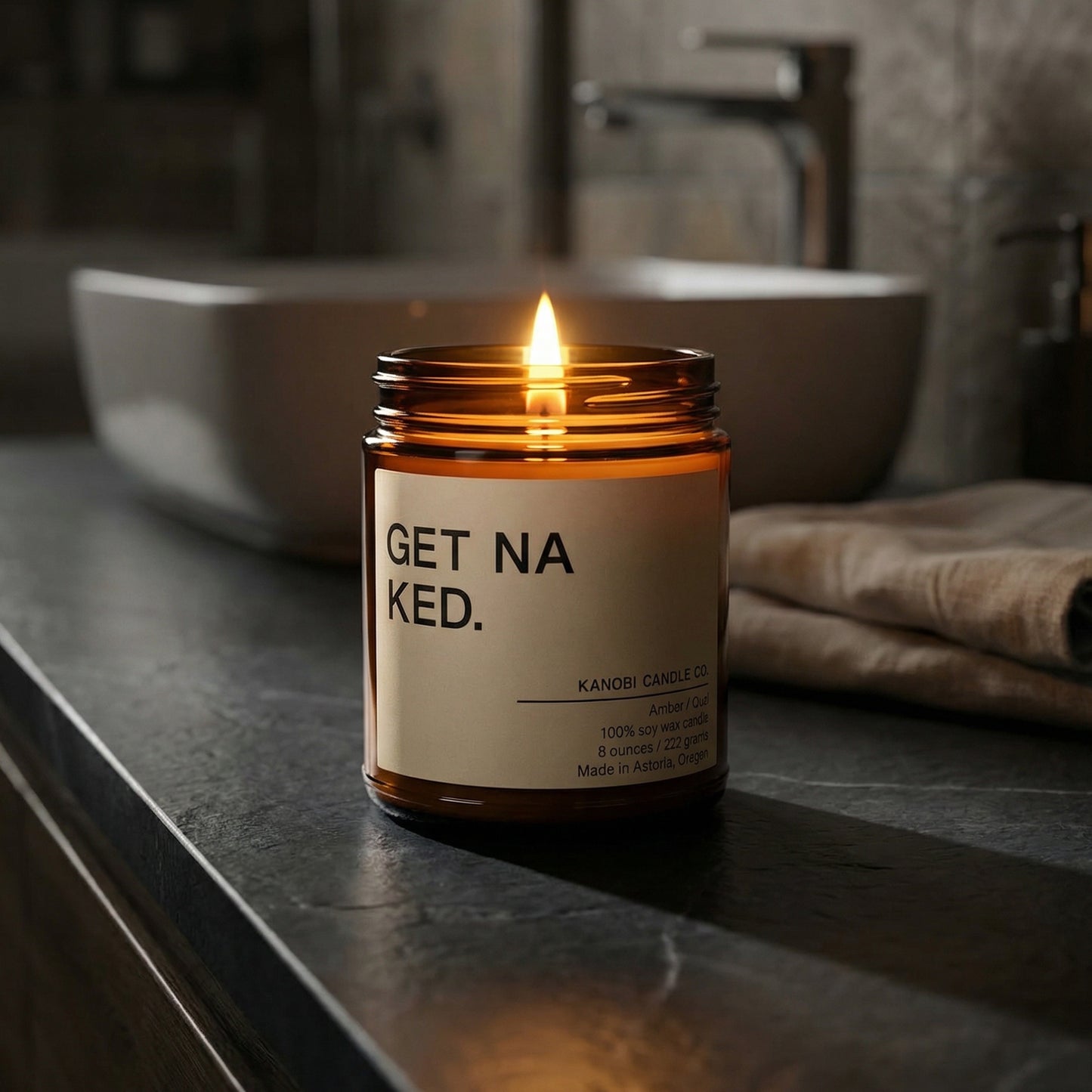 GET NAKED sensual soy candle small batch crafted in Astoria Oregon