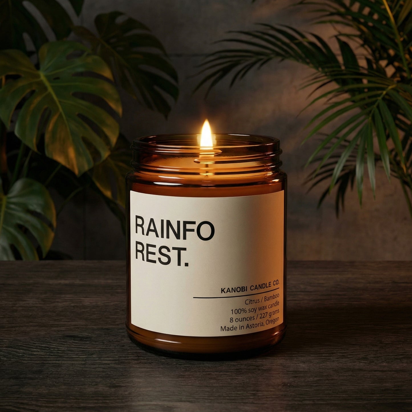 RAINFOREST nature inspired soy candle small batch crafted in Astoria Oregon