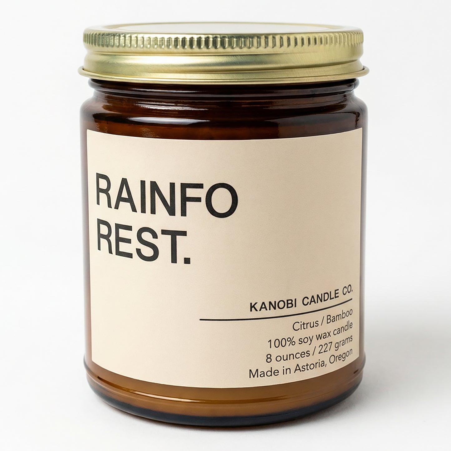 RAINFOREST hand-poured soy candle fresh green scent amber jar