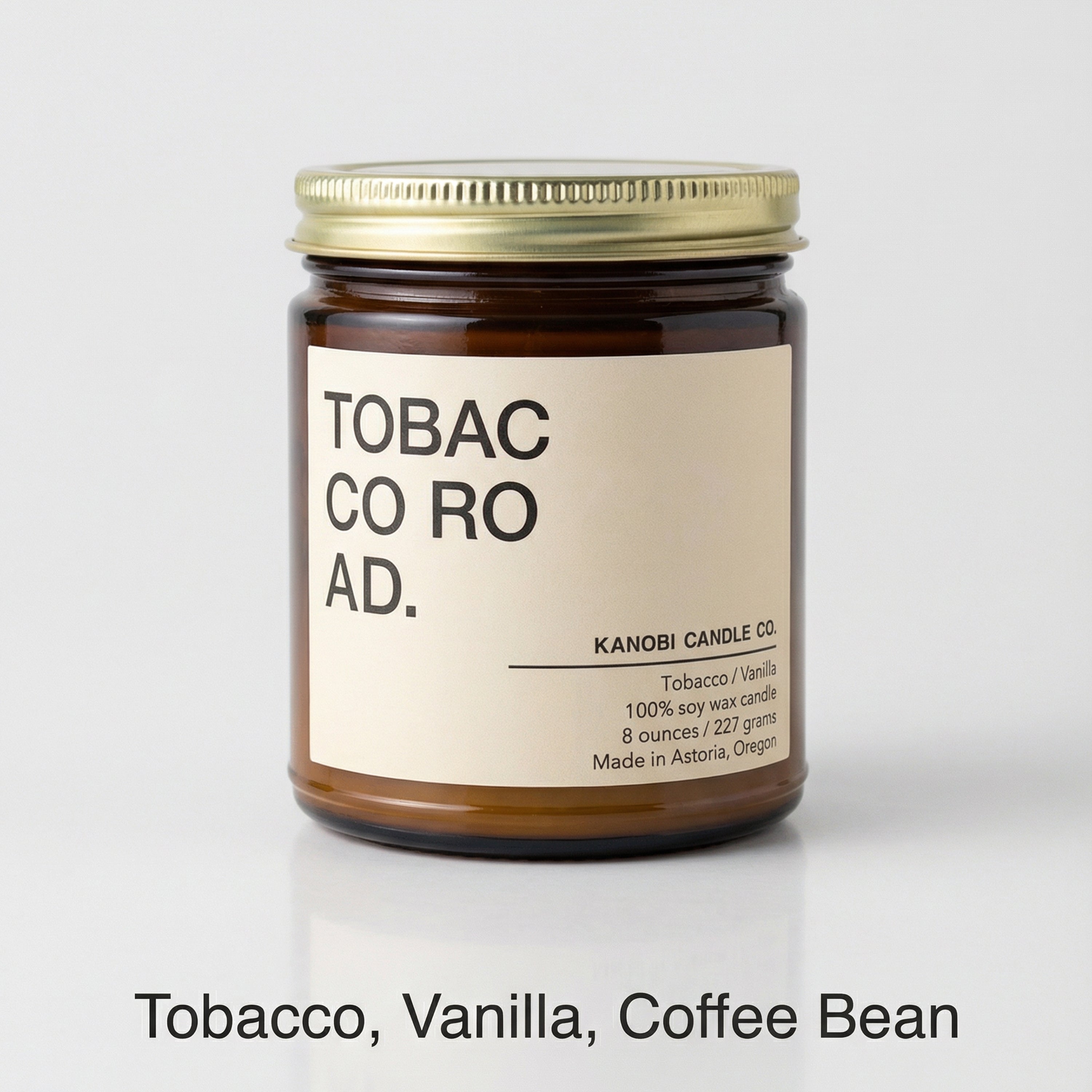 Hand-Poured Soy Candle – TOBACCO ROAD Cozy Tobacco Scent – Kanobi