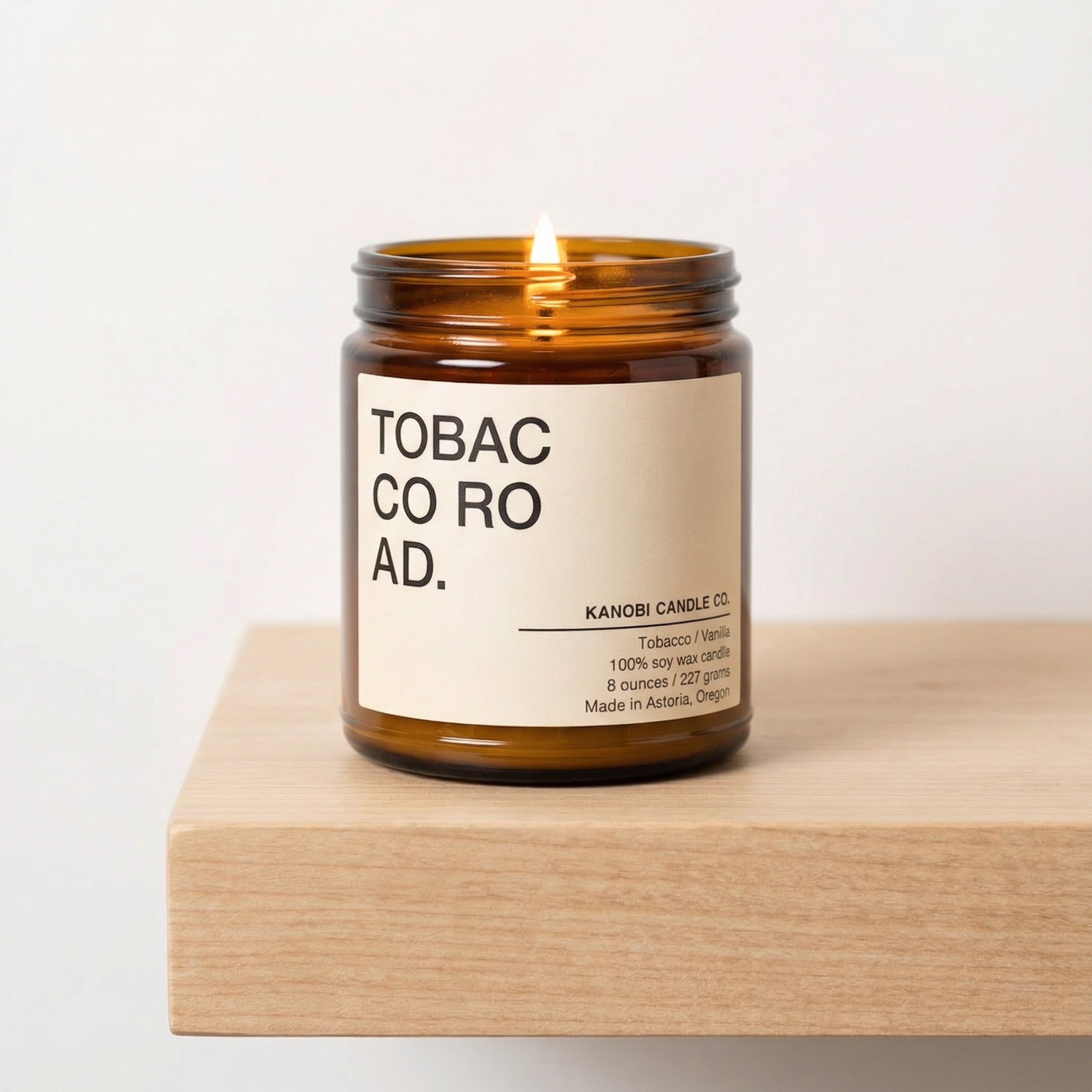 Hand-Poured Soy Candle – TOBACCO ROAD Cozy Tobacco Scent – Kanobi